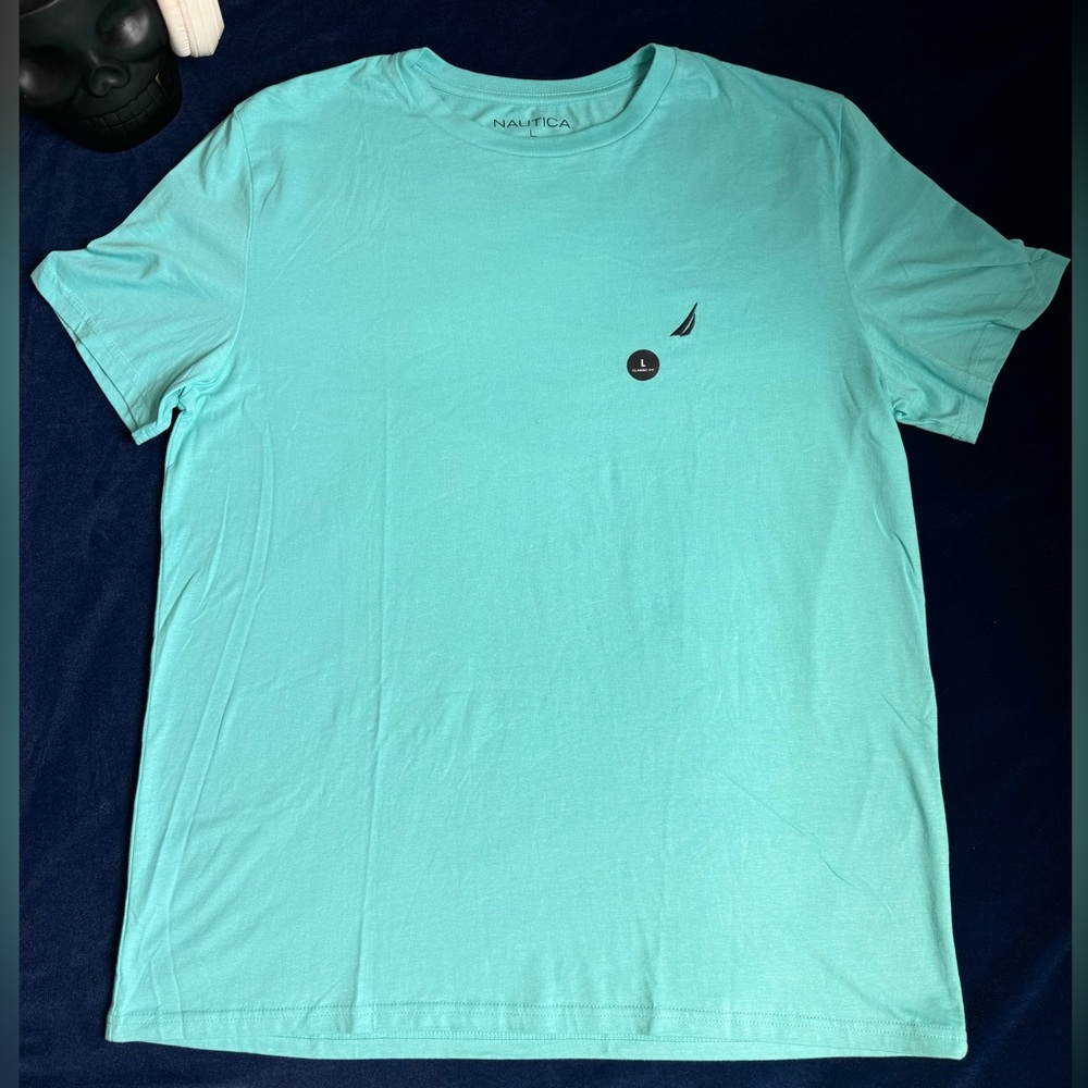 Stylish Nautica T-shirts for men, light mint green, round neck